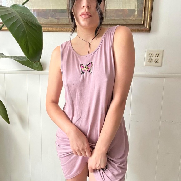 Vintage Y2K Pink Butterfly Dress Size XL - Picture 3 of 4